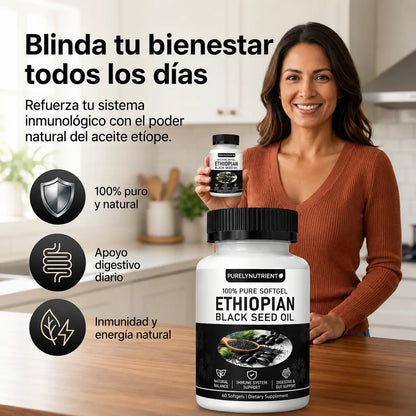 Aceite de Semilla Negra Etíope — El Secreto Ancestral de Bienestar Prensado en Frío