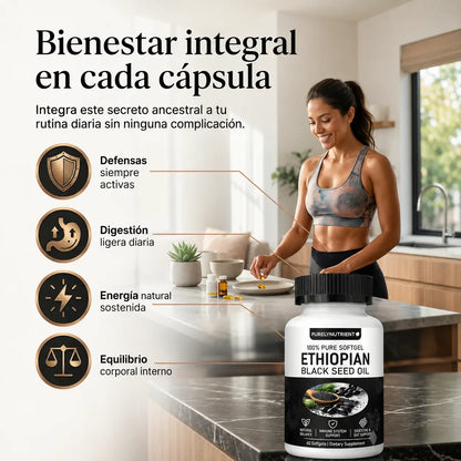 Aceite de Semilla Negra Etíope — El Secreto Ancestral de Bienestar Prensado en Frío